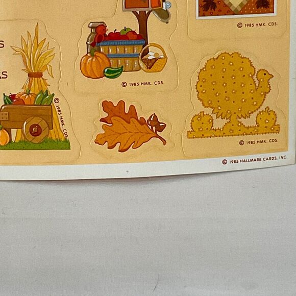 Vintage Stickers Hallmark Sticker Sheet Lot 80s Thanksgiving Cute Animals Fall - Picture 6 of 9